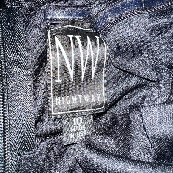 Nightway Collections Beaded Mesh Long Maxi Black Dress-Lined to top of Slit-Sz.1 - Picture 16 of 16